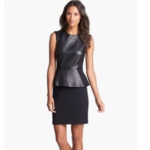 Nicole Miller Artelier Black Leather & Ponte Top.